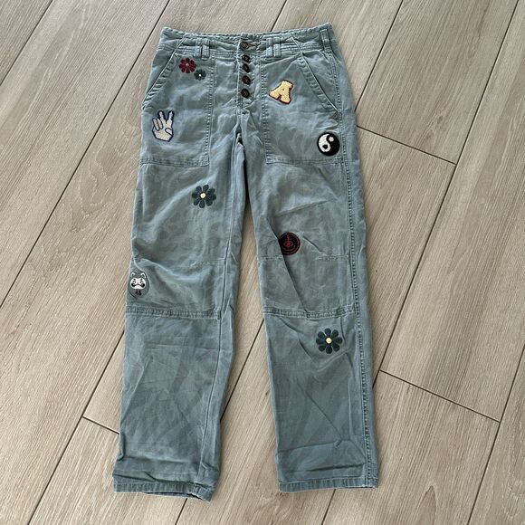 Anthropologie Pilcro the Wanderer Utility Patches Pants Size 26 Embroidered - Picture 4 of 9